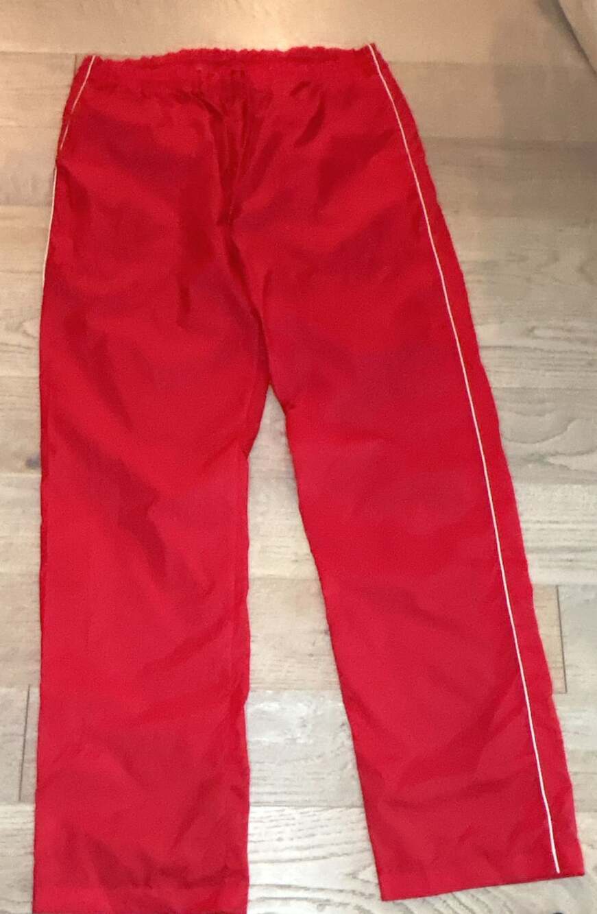 Windbreaker Track Pants Size L Red Nylon White Piping